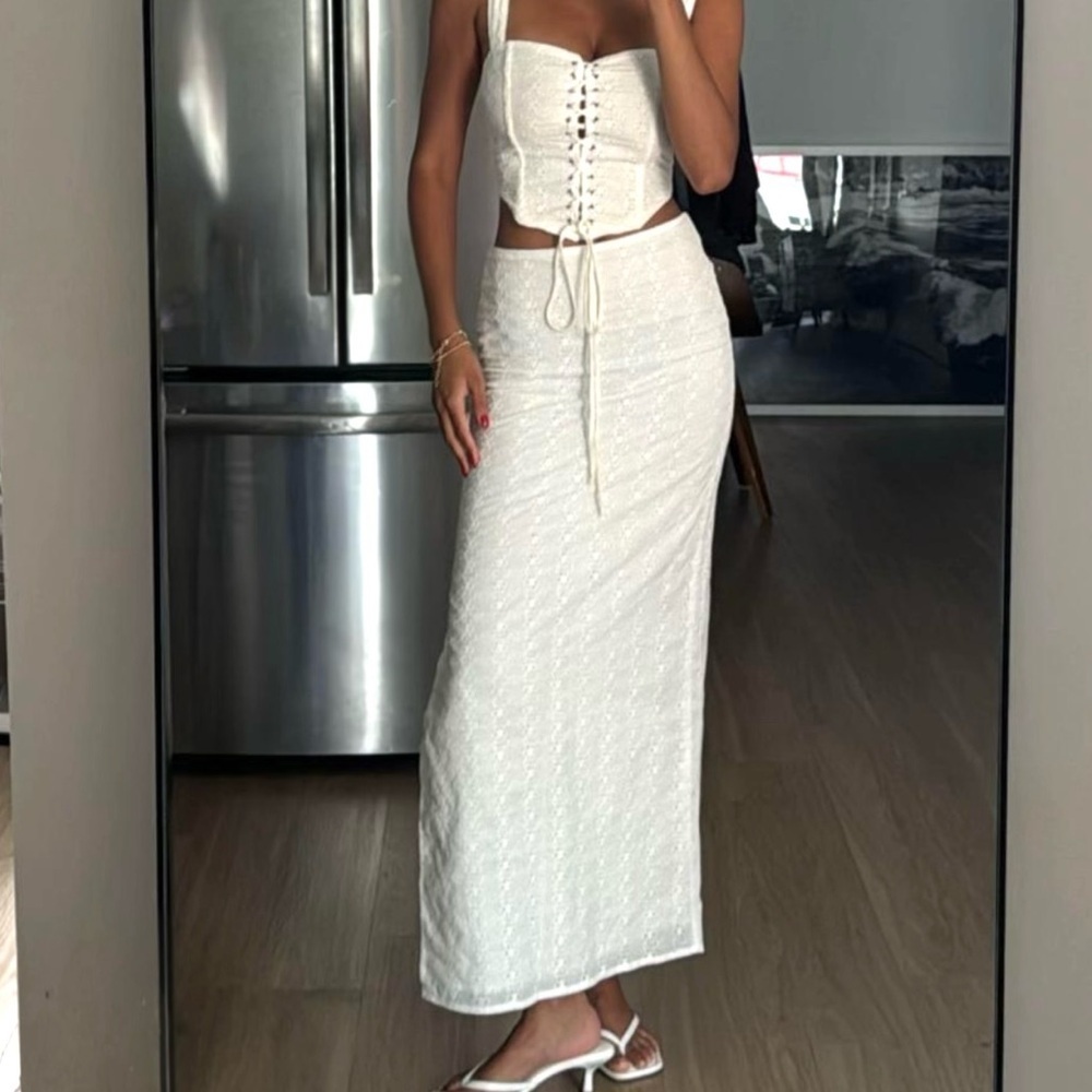 Peppermayo white eyelet maxi skirt size 0 bodycon